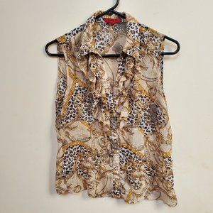 Joni B. Button Up Sheer Blouse Top